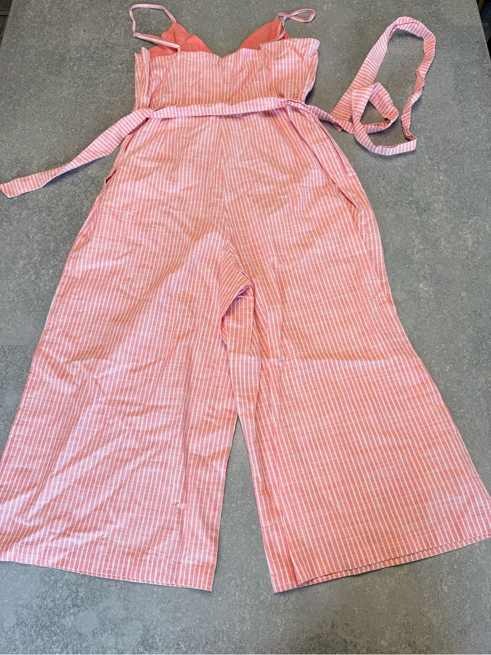 Gianni Bini Striped Wide Leg Sleeveless Jumpsuit with Tie Waist - Picture 6 of 7